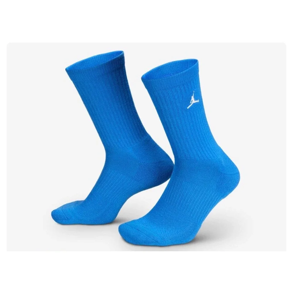 Jordan Crew Socks Mens S Blue Orange Black Excellent Dri-FIT 3-Pack